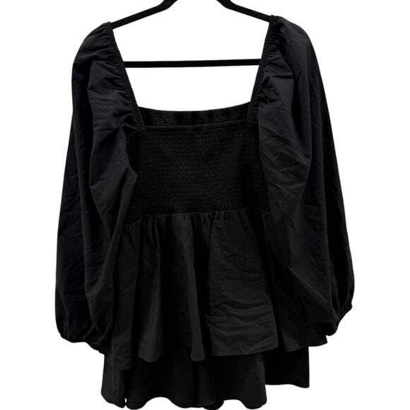 Express Square Neck Long Sleeve Smocked Poplin Romper women’s size XL - Picture 2 of 8